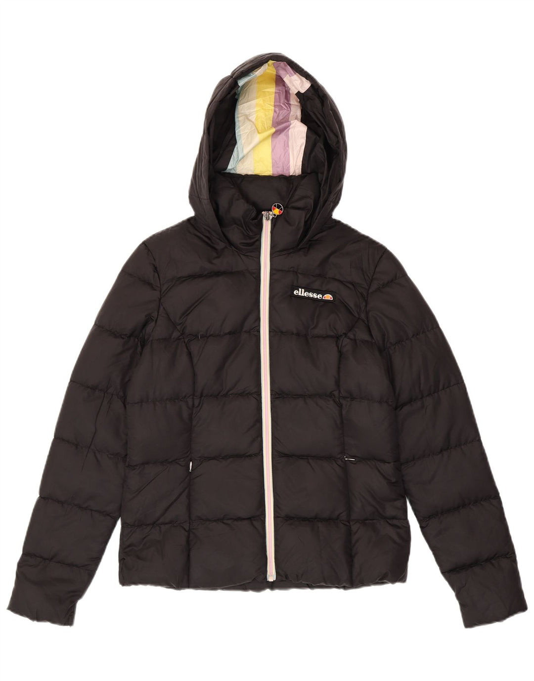 Jachetă căptușită cu glugă pentru femei Ellesse Heritage UK 10, nailon mic, negru