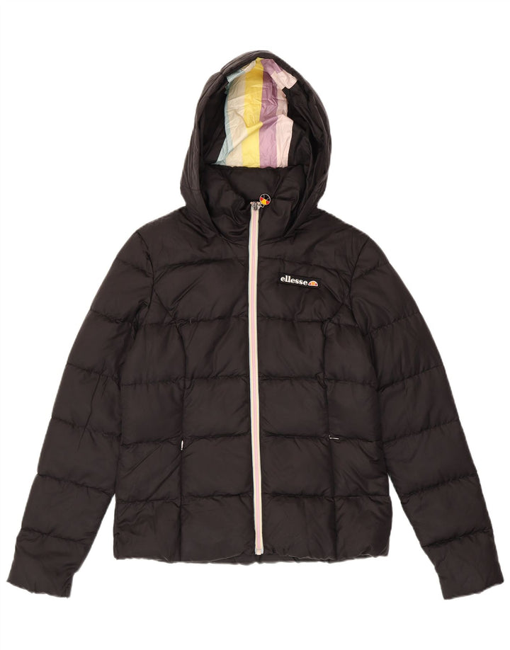 Jachetă căptușită cu glugă pentru femei Ellesse Heritage UK 10, nailon mic, negru