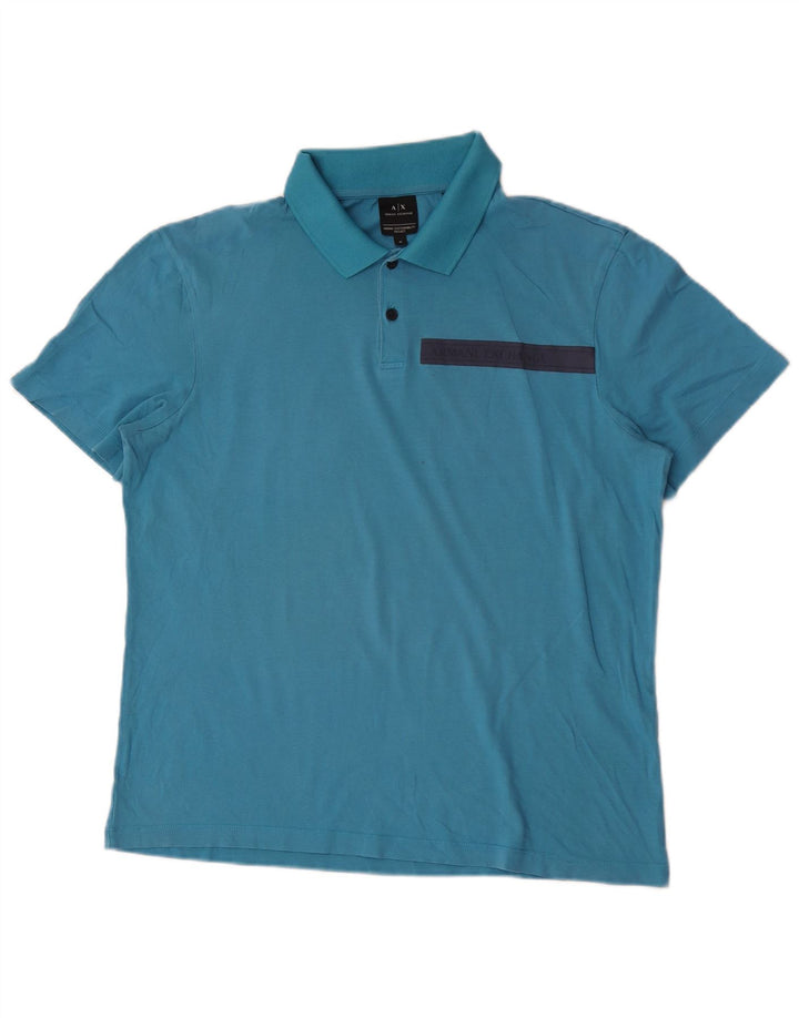 Tricou polo Armani Exchange pentru bărbați, albastru mediu