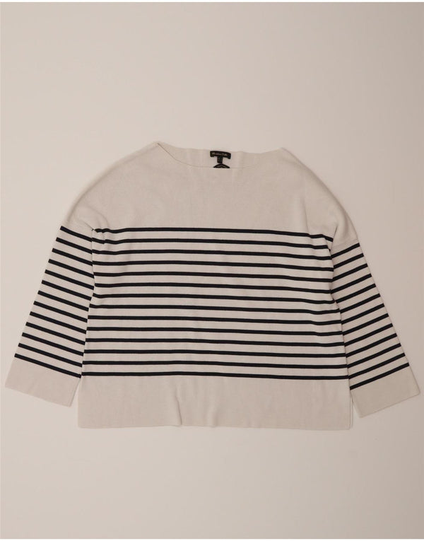 Massimo Dutti Top supradimensionat pentru femei, cu mâneci 3/4 UK 10, cu dungi albe mici