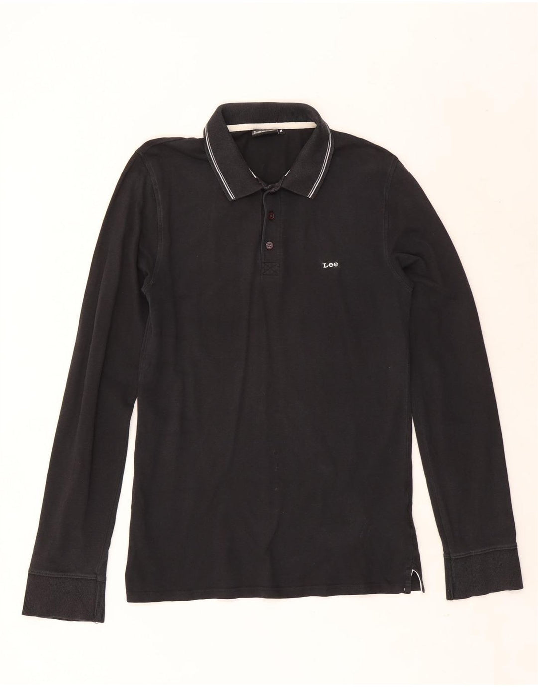 Tricou polo cu mânecă lungă pentru bărbați Lee, bumbac mediu negru