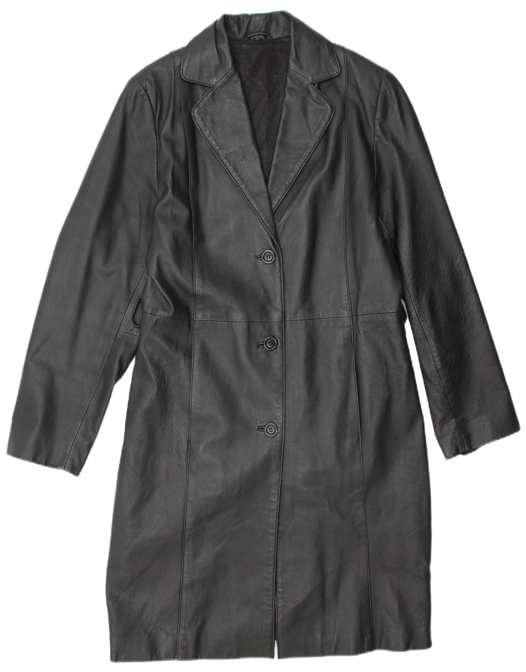 Palton de piele VINTAGE pentru femei UK 14 Piele neagră medie