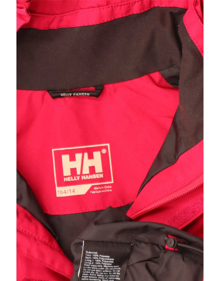 Jachetă de vânt cu glugă Helly Hansen pentru fete 13-14 ani poliester roșu