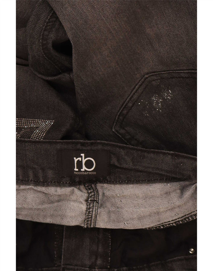 Blugi drepti pentru femei Roccobarocco W32 L28 bumbac negru