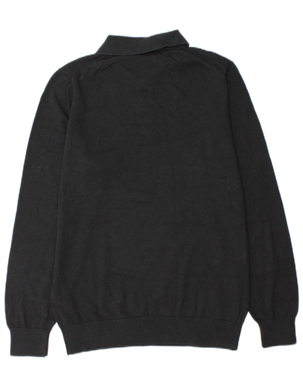 Pulover Massimo Dutti pentru bărbați cu gât polo, bumbac mediu negru