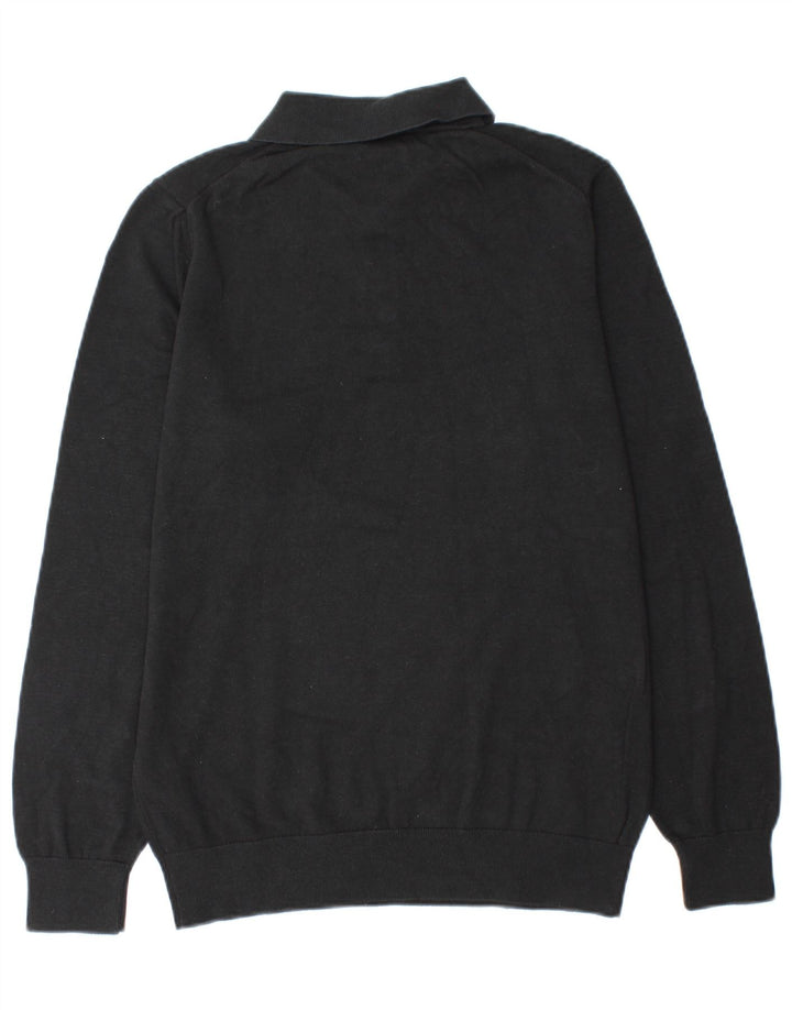 Pulover Massimo Dutti pentru bărbați cu gât polo, bumbac mediu negru