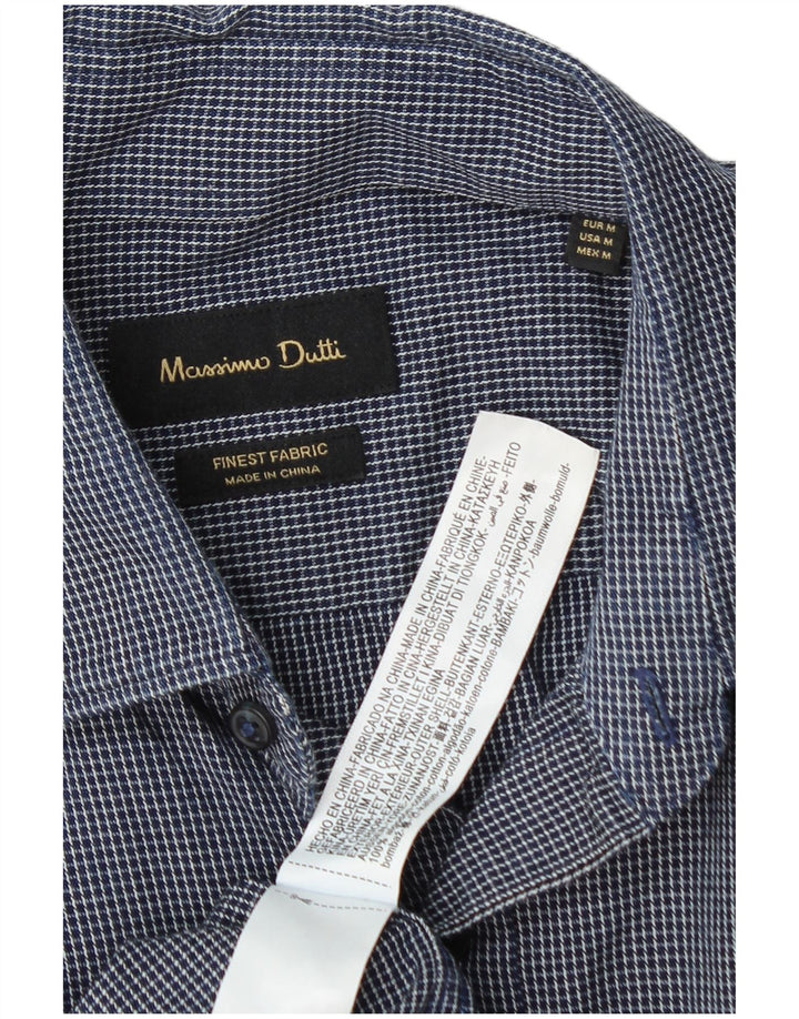 Cămașă Massimo Dutti pentru bărbați, bumbac cu carouri, albastru bleumarin mediu