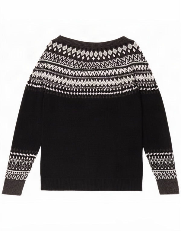 Esprit Pulover cu gât de barcă pentru femei UK 18 XL Black Fair Isle Cotton