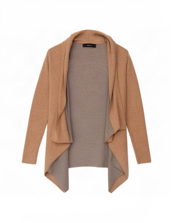 Pulover cardigan deschis asimetric pentru femei Zara UK 10 Mic Bej