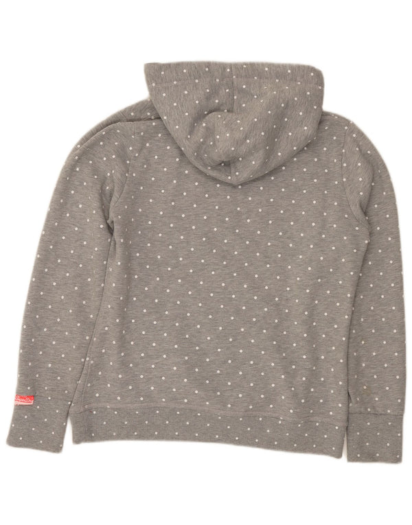 Pulover cu glugă cu grafic Superdry pentru femei UK 18 XL bumbac cu buline gri