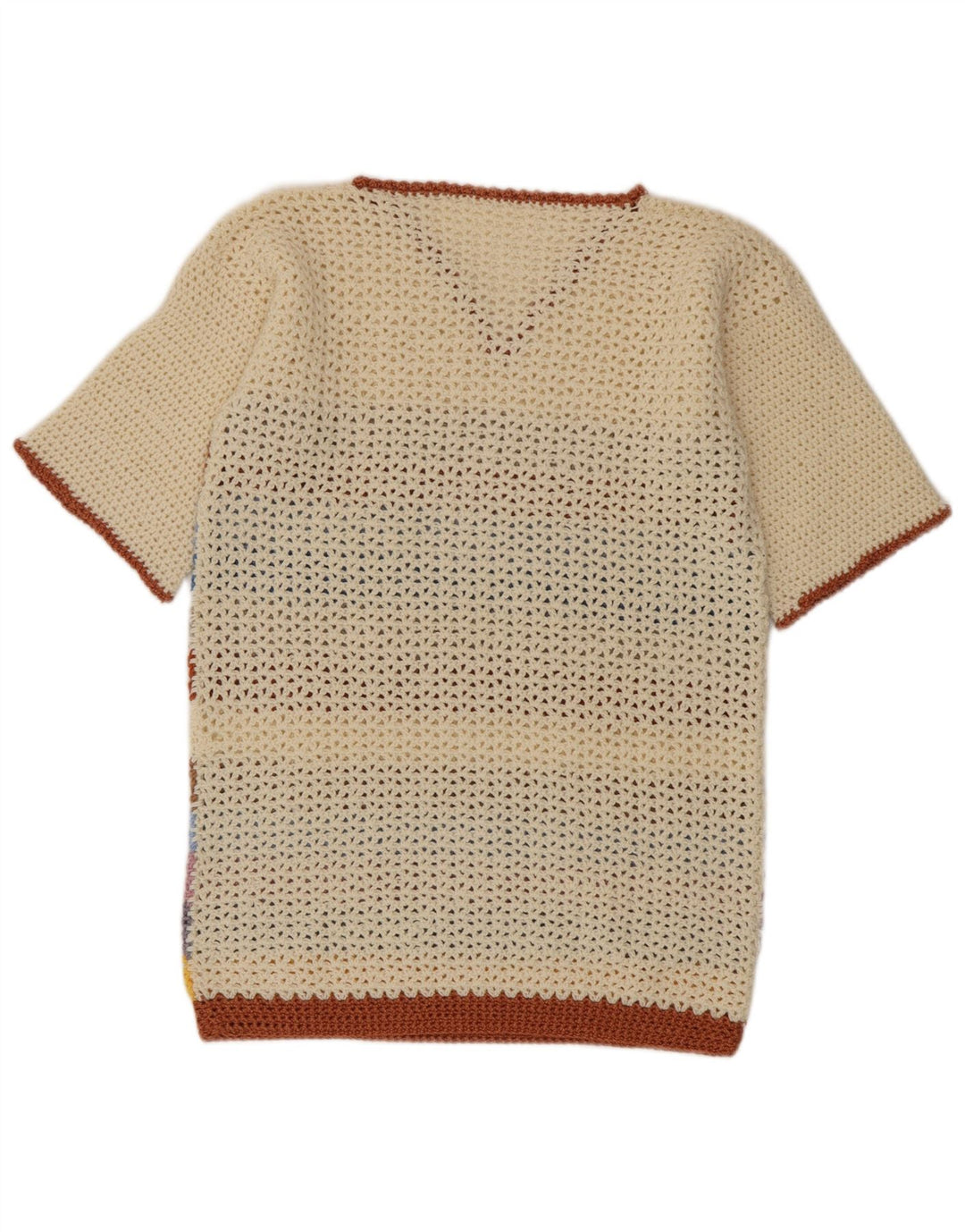 Pulover vintage pentru femei cu decolteu în V UK 14 Medium, multicolore, cu dungi