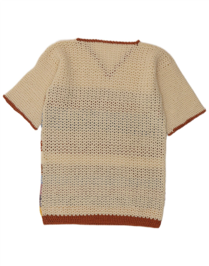 Pulover vintage pentru femei cu decolteu în V UK 14 Medium, multicolore, cu dungi