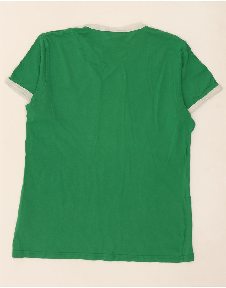Tricou grafic Schott pentru bărbați Top din bumbac verde mediu
