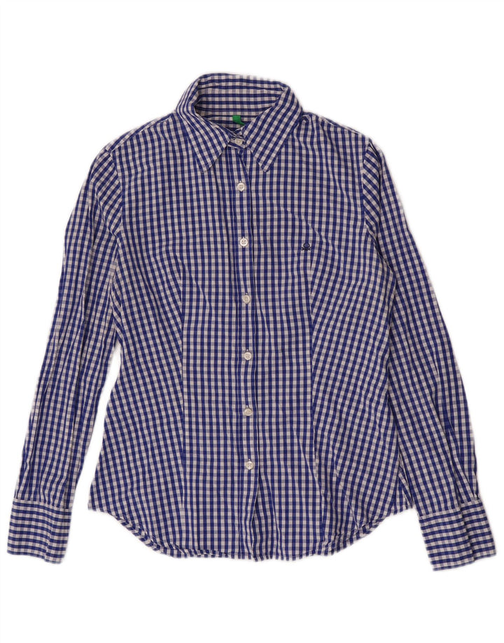 Cămașă Benetton pentru femei UK 10 Small Bluemarin Gingham