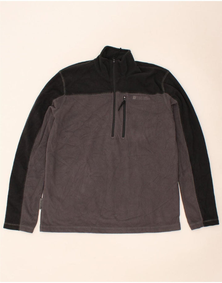 MOUNTAIN WAREHOUSE Mens Zip Neck Fleece Jumper Small Grey Colourblock Vintage Mountain Warehouse and Second-Hand Mountain Warehouse from Messina Hembry 