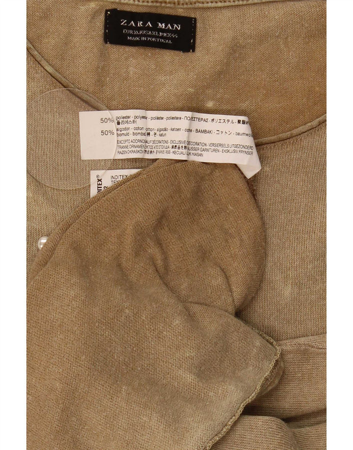 Tricou pentru bărbați Zara Top XL Bej Poliester cu pete