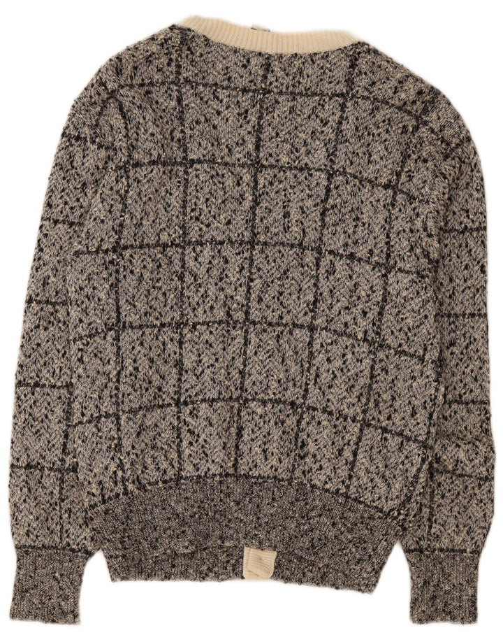 Cardigan pentru bărbați Valentino, bumbac mic, gri cu carouri