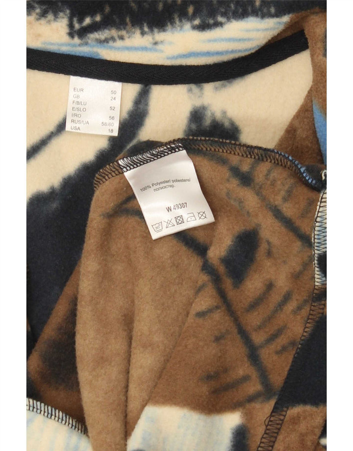 Jachetă din lână vintage pentru femei cu model abstract, UK 24 4XL, maro, bloc de culoare