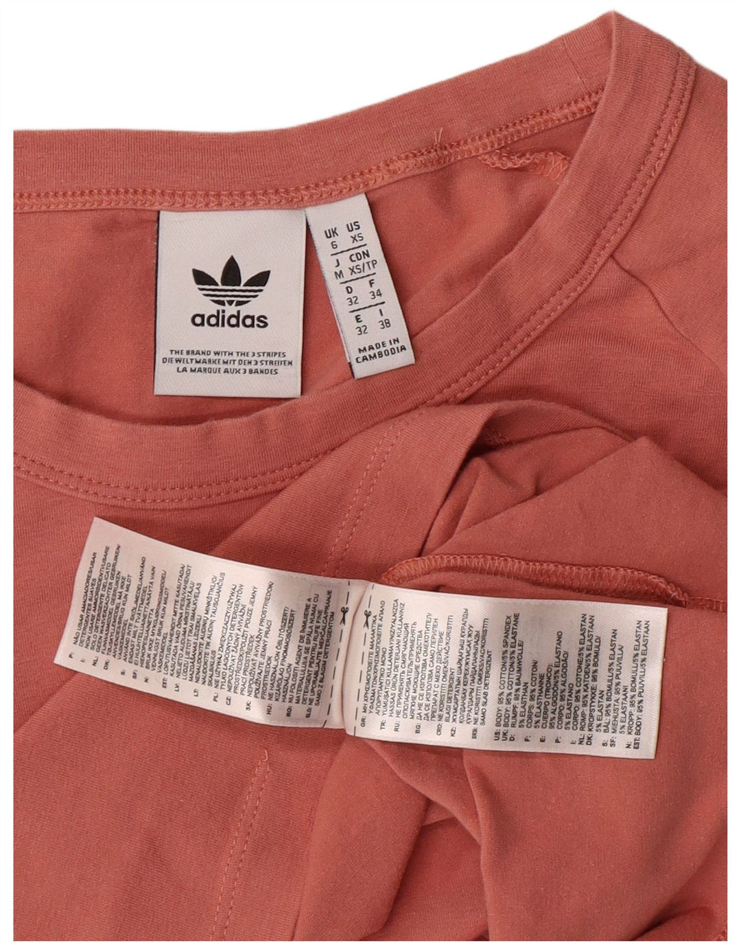 ADIDAS Crop Graphic Top pentru femei cu mânecă lungă UK 6 XS bumbac roz