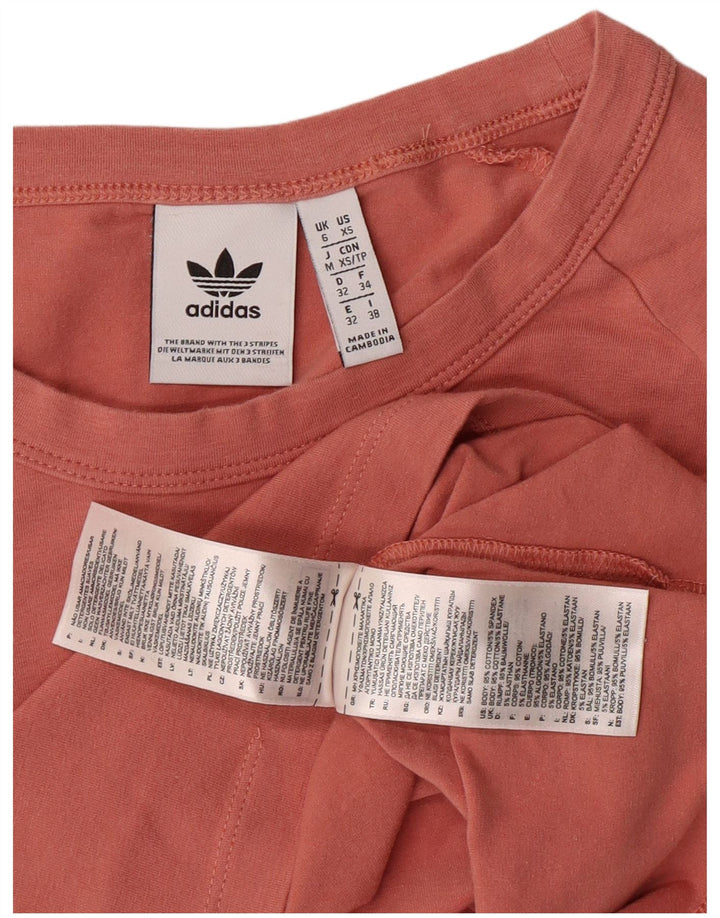 ADIDAS Crop Graphic Top pentru femei cu mânecă lungă UK 6 XS bumbac roz