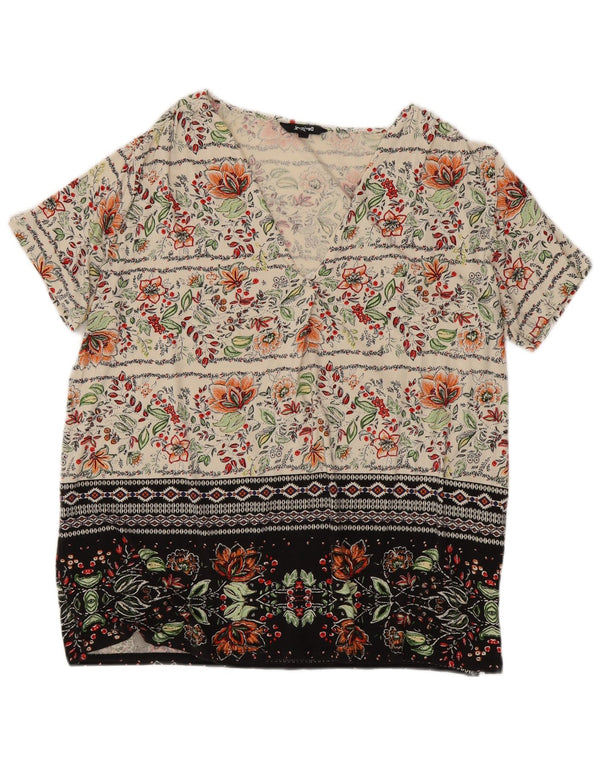 Bluză pentru femei DESIGUAL, UK 20 2XL, din viscoză florală alb