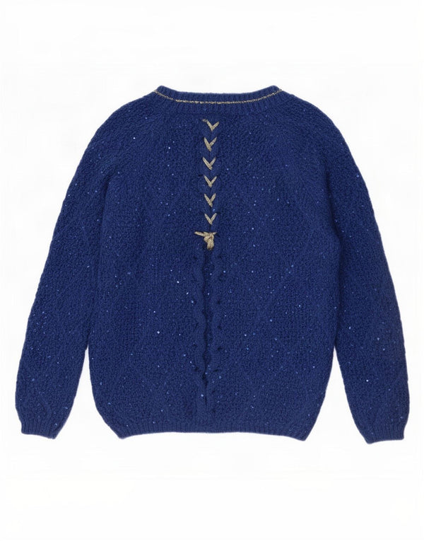 Pulover vintage pentru femei cu gât de barcă UK 16 Large Blue