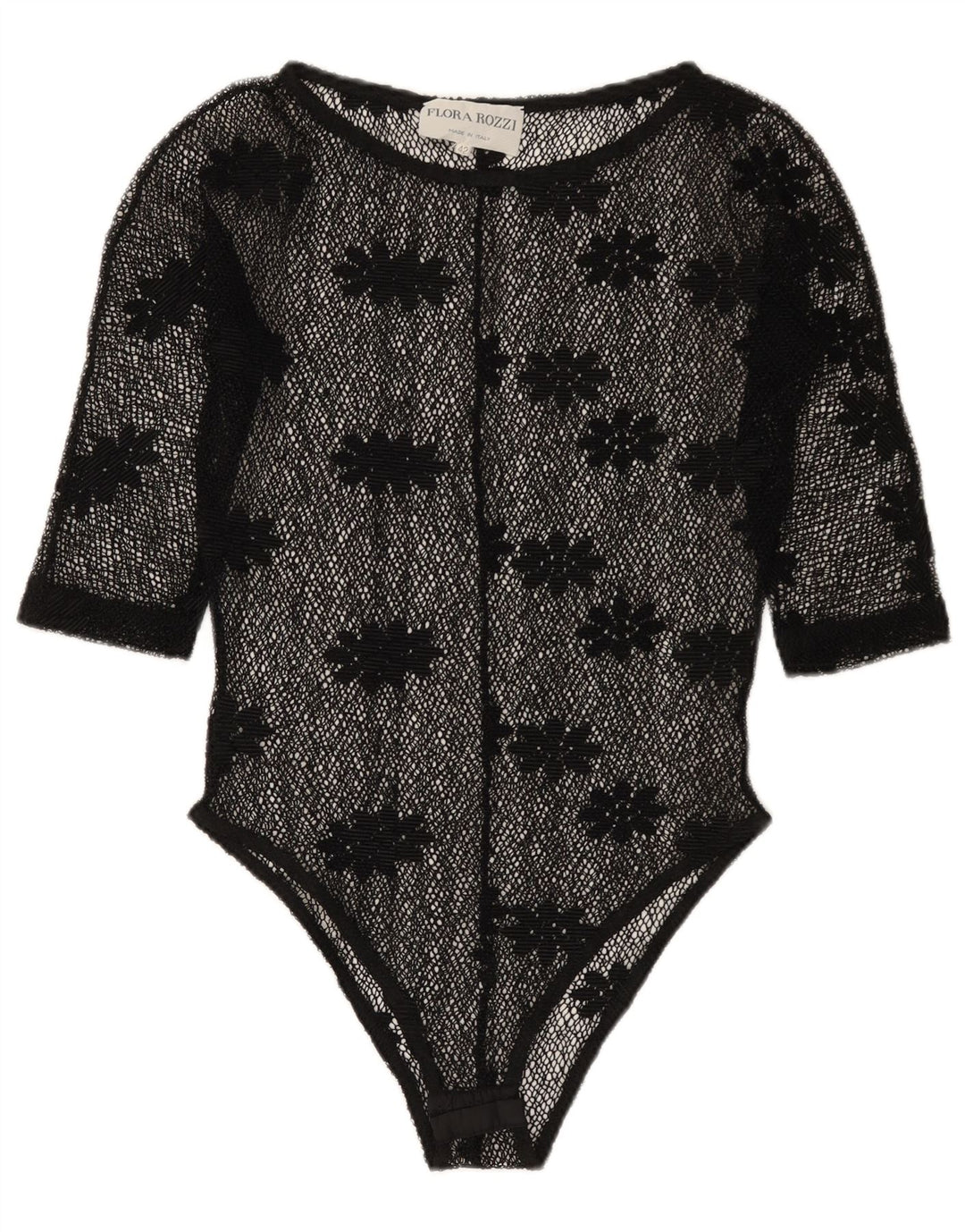 Body vintage din dantela transparentă pentru femei IT 42 Medium Black Floral