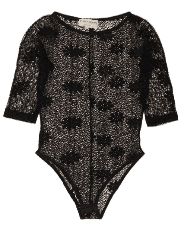 Body vintage din dantela transparentă pentru femei IT 42 Medium Black Floral