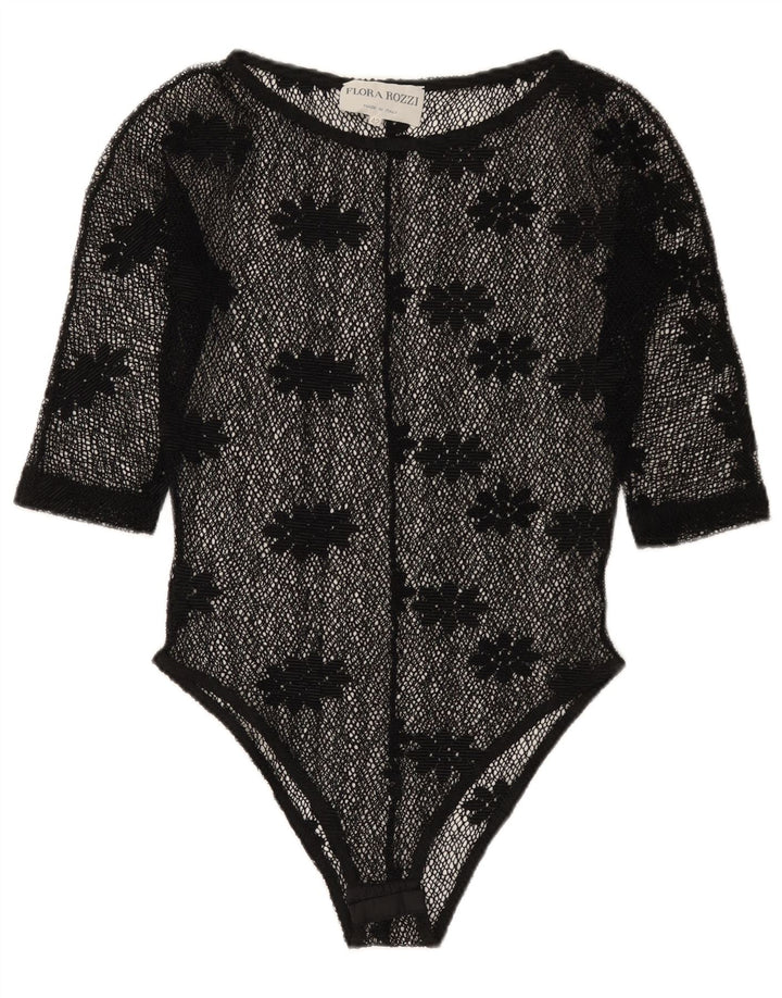 Body vintage din dantela transparentă pentru femei IT 42 Medium Black Floral