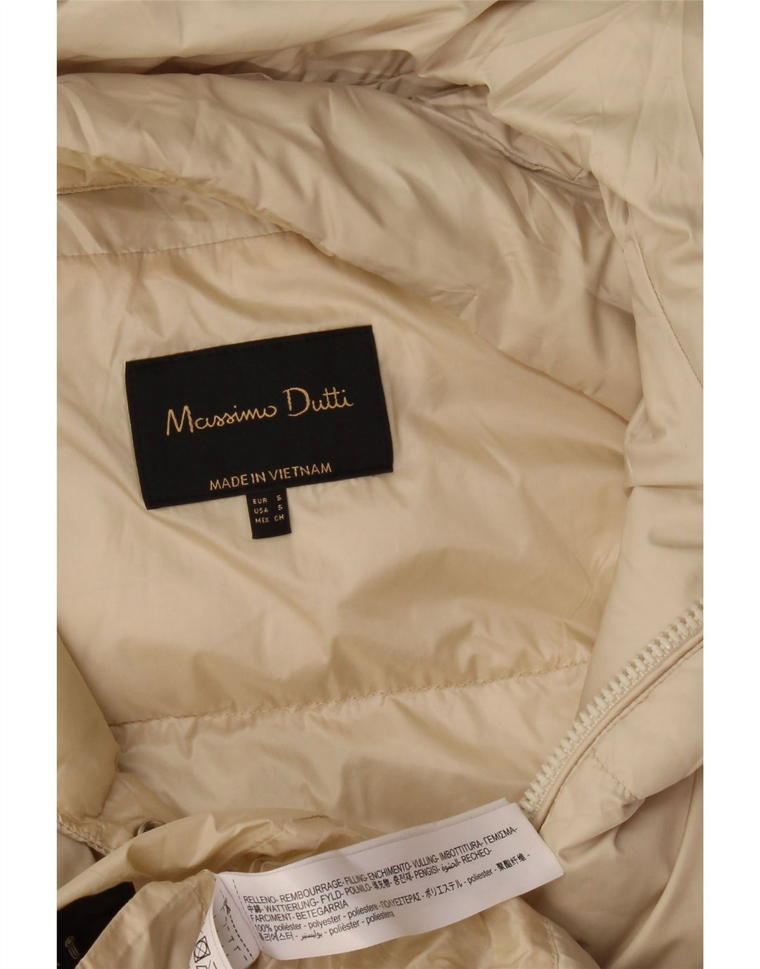 Palton căptușit pentru femei Massimo Dutti UK 10 mic poliester alb