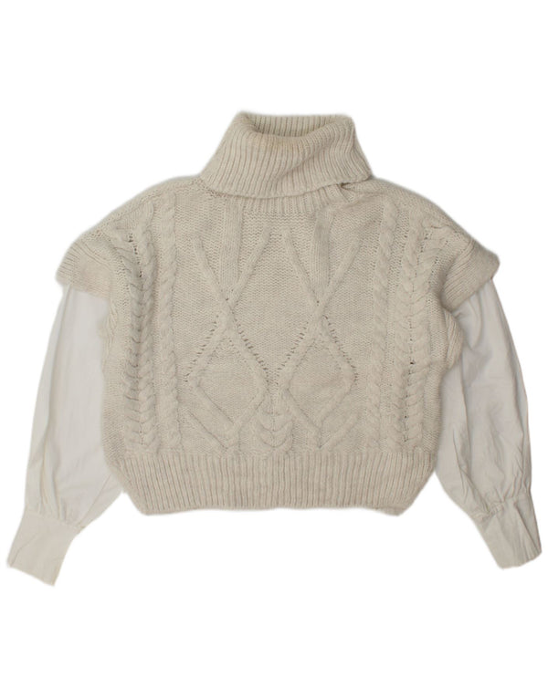 Pulover Topshop pentru damă, cu decolteu rotund, pulover UK 14 Medium Bej Colorblock