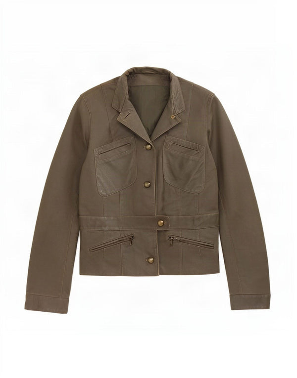 Geacă de piele vintage pentru femei IT 44 Medium Khaki