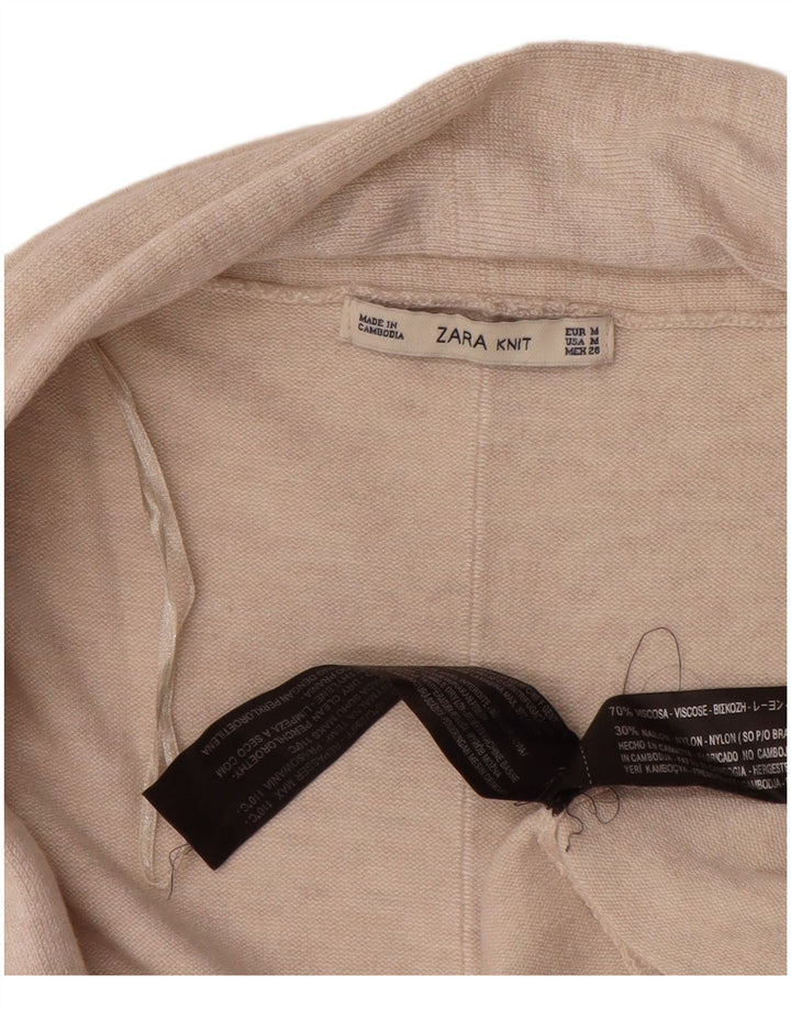 Pulover cardigan deschis pentru femei Zara UK 14 Medium Beige Viscose