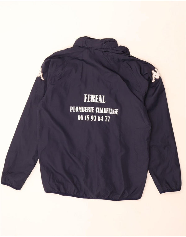 KAPPA Mens Graphic Hooded Tracksuit Top Jacket Medium Navy Blue Polyester