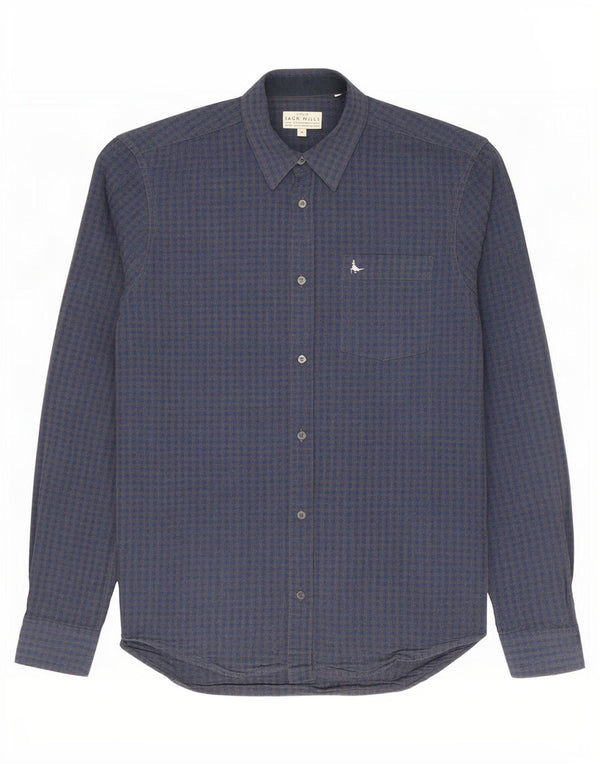 Jack Wills Mens Slim Fit Shirt Medium Navy Blue Gingham Cotton