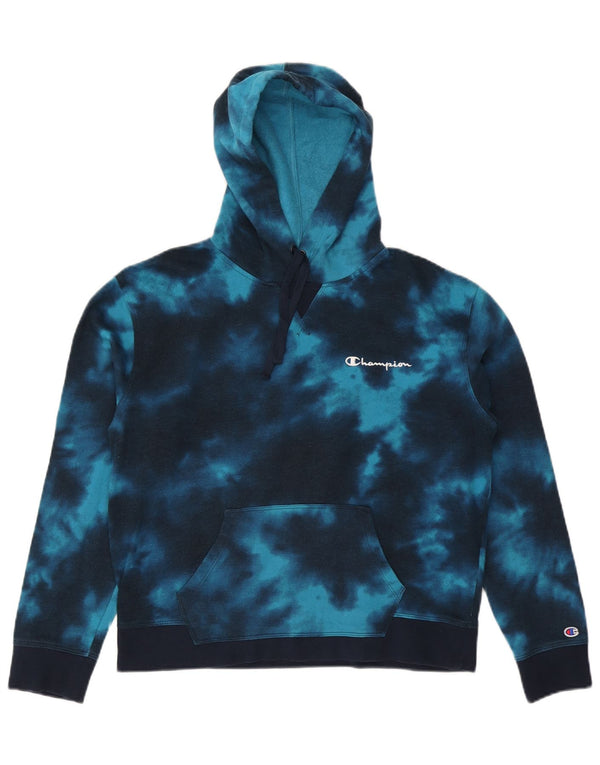 Pulover cu glugă Champion pentru femei UK 16, mare, albastru Tie Dye Bumbac