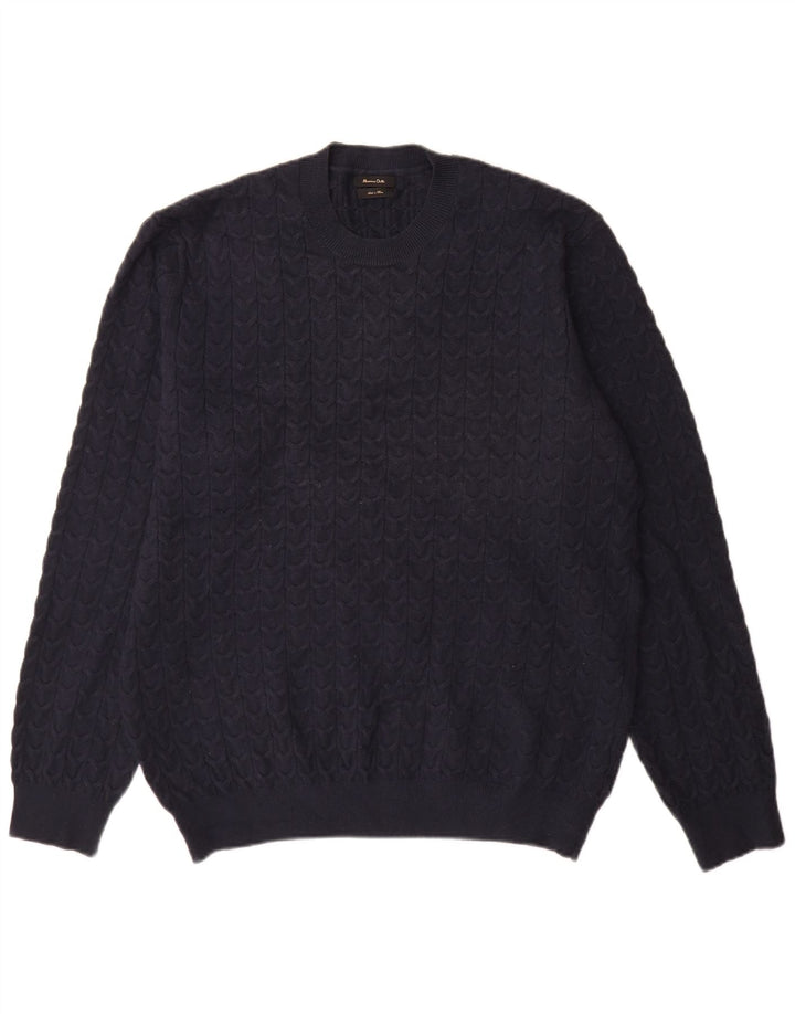 Pulover Massimo Dutti pentru bărbați cu gât crew pulover XL bleumarin, viscoză