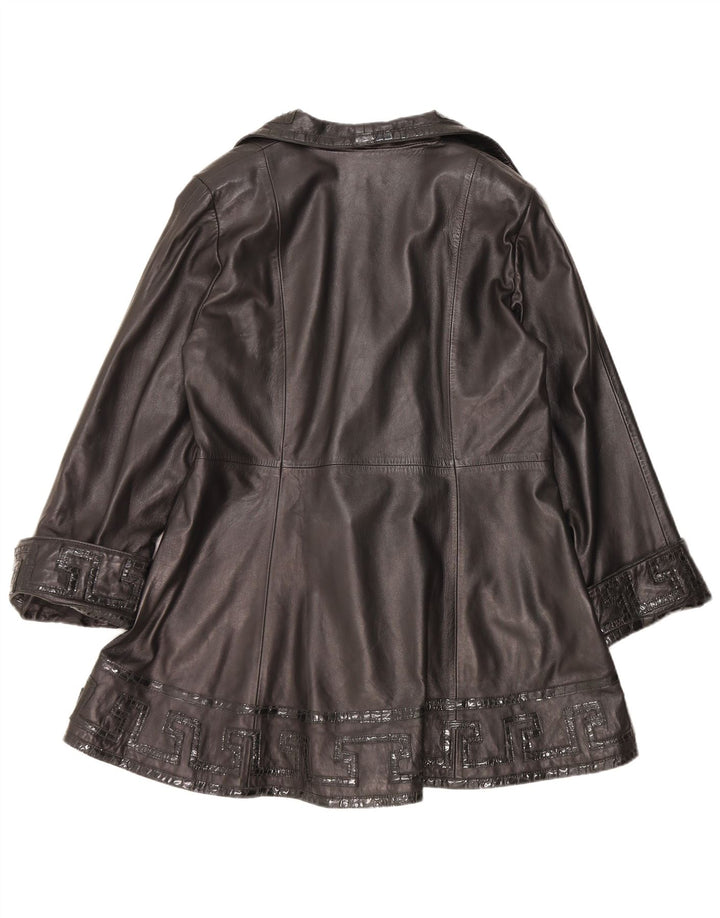 Jachetă de piele vintage pentru femei UK 14 Medium Black Leather
