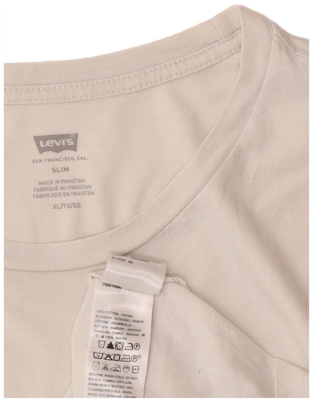 LEVI'S Mens Slim Fit T-Shirt Top XL White Cotton