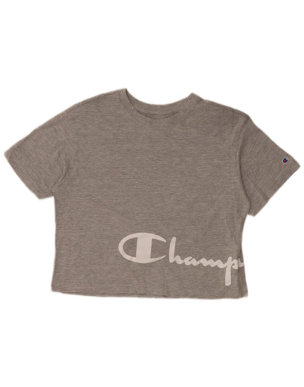 Tricou cu grafică pentru femei CHAMPION Top UK 10 Bumbac gri mic