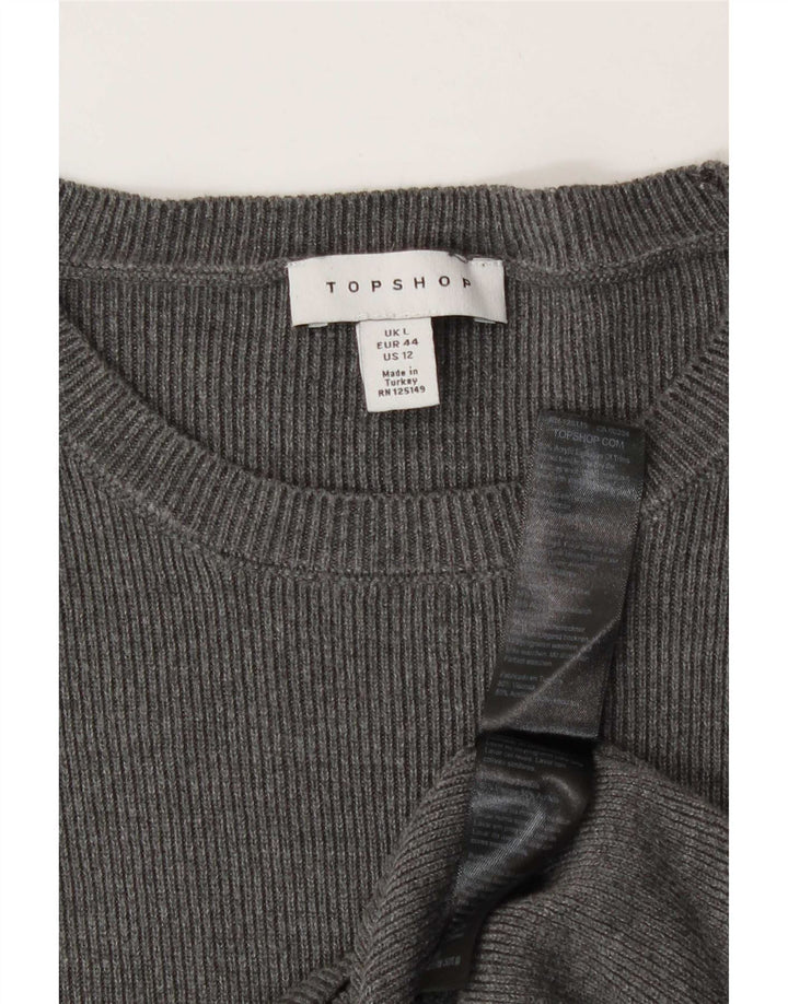 Topshop Top pentru femei cu mânecă lungă UK 16 mare, gri acrilic