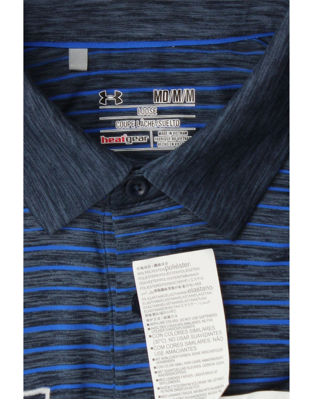 UNDER ARMOUR Cămașă polo cu grafică Heat Gear pentru bărbați, cu dungi albastre medii