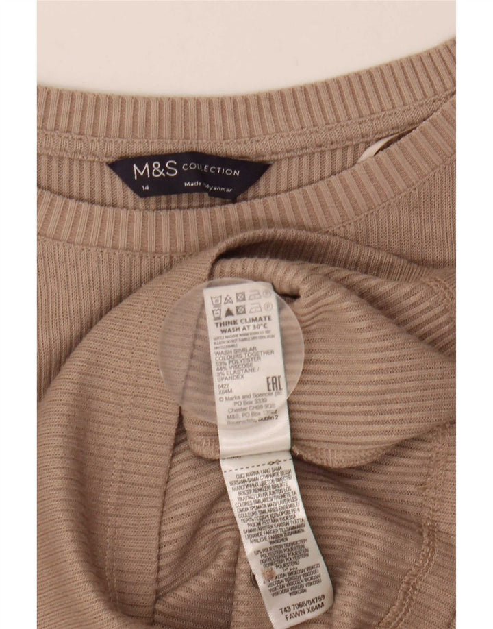 Marks & Spencer Top pentru femei cu mânecă lungă UK 14 Medium Bej Poliester