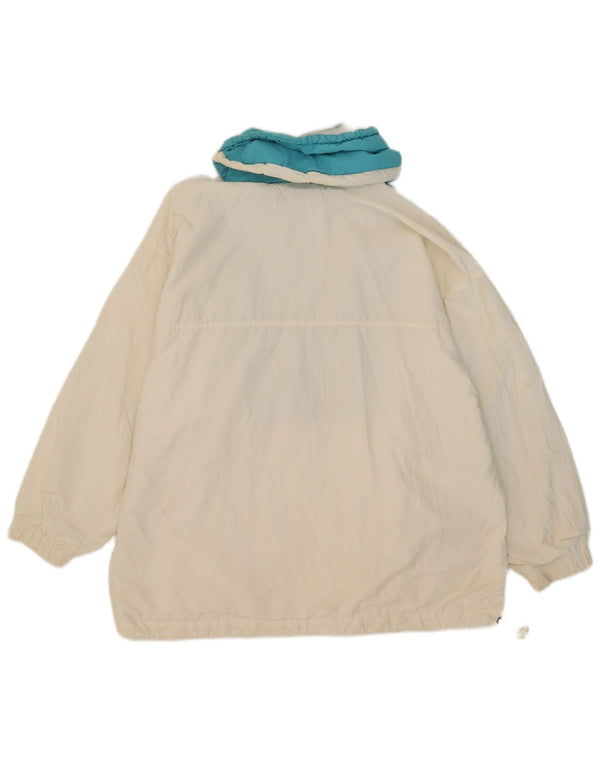Jachetă Anorak supradimensionată pentru bărbați vintage UK 12 Medium White Colorblock Nylon
