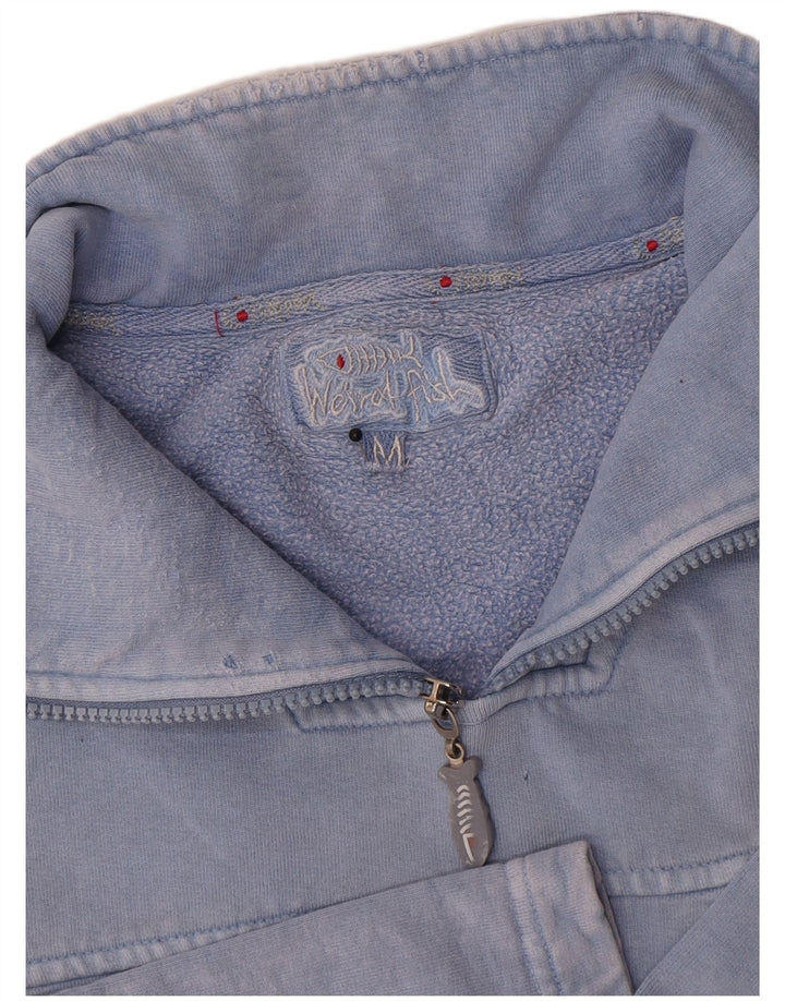 Pulover pentru bărbați Weird Fish, cu fermoar și gât, bumbac albastru mediu