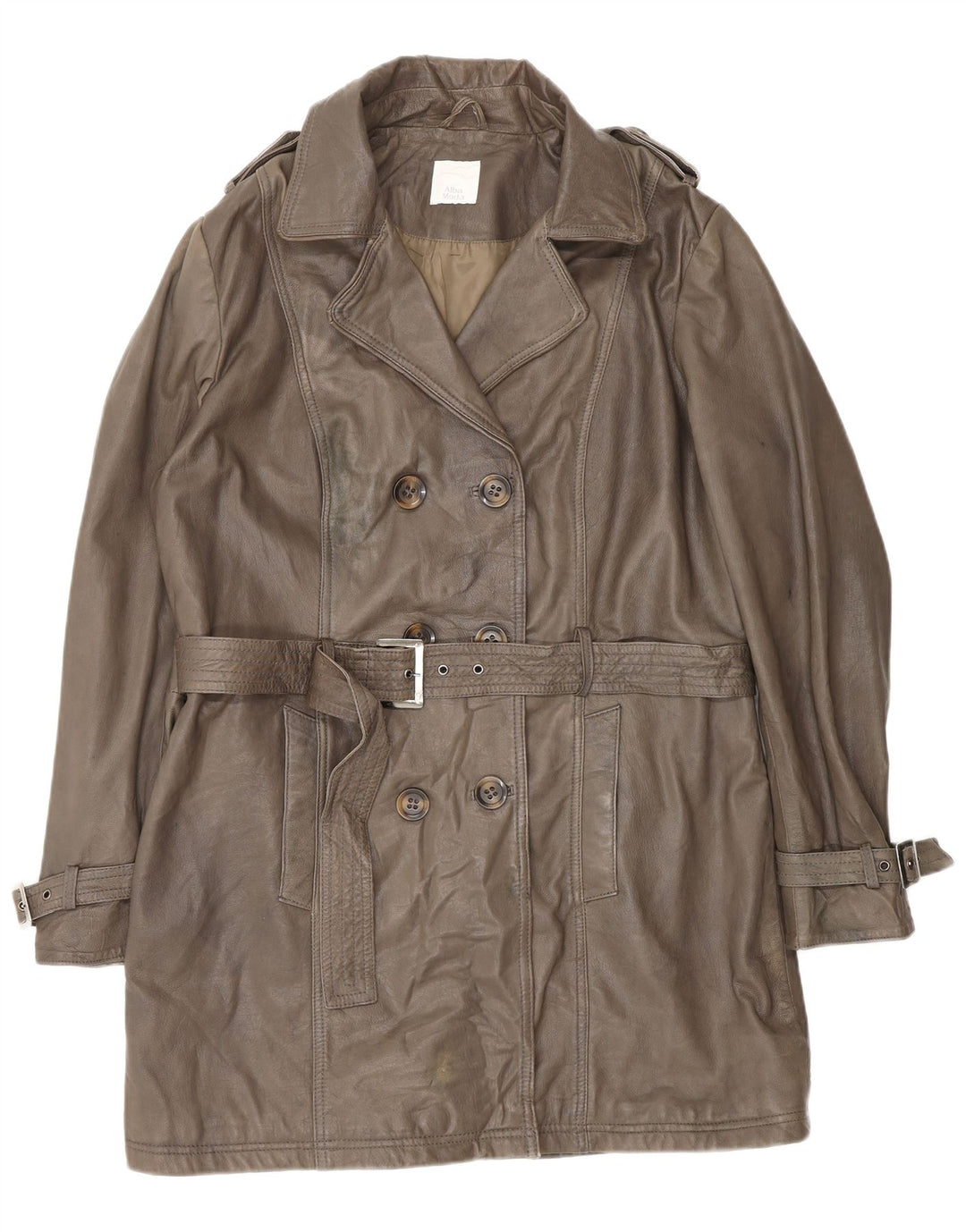 Palton militar din piele pentru femei ALBA MODA UK 20 2XL piele maro