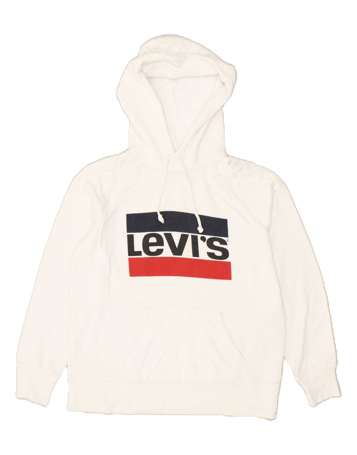 LEVI'S Mens Graphic Hoodie Jumper Small White Cotton | Vintage Levi's | Thrift | Second-Hand Levi's | Used Clothing | Messina Hembry 