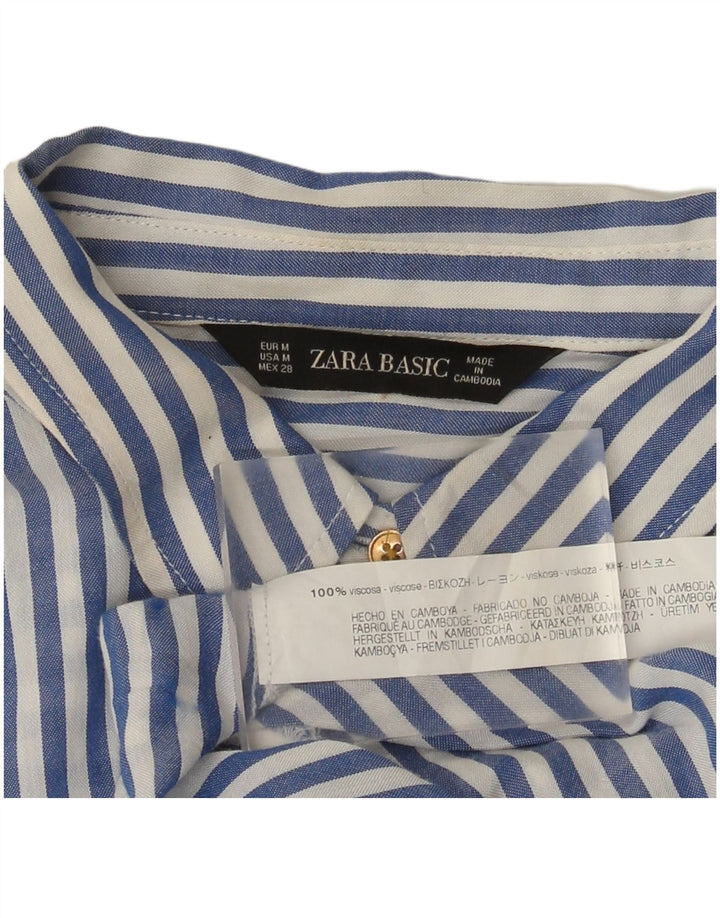 Cămașă pentru femei Zara UK 14 Medium Blue Pinstripe Viscose