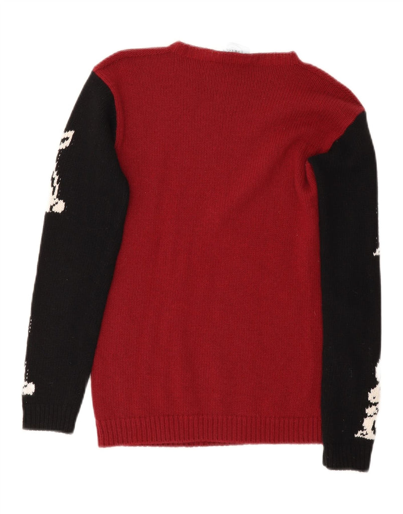 PRADA Womens Graphic Crew Neck Jumper Sweater IT 38 XS Red Colourblock Vintage Prada and Second-Hand Prada from Messina Hembry 