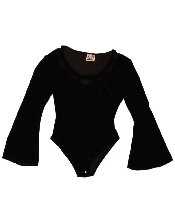 Body VINTAGE pentru femei din catifea UK 8, mic, negru, acrilic